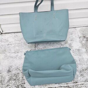 SR2 Women Hand Bag Lught Turquoise Patent Leather Tote Bag 2 in 1 Shoulder Bag